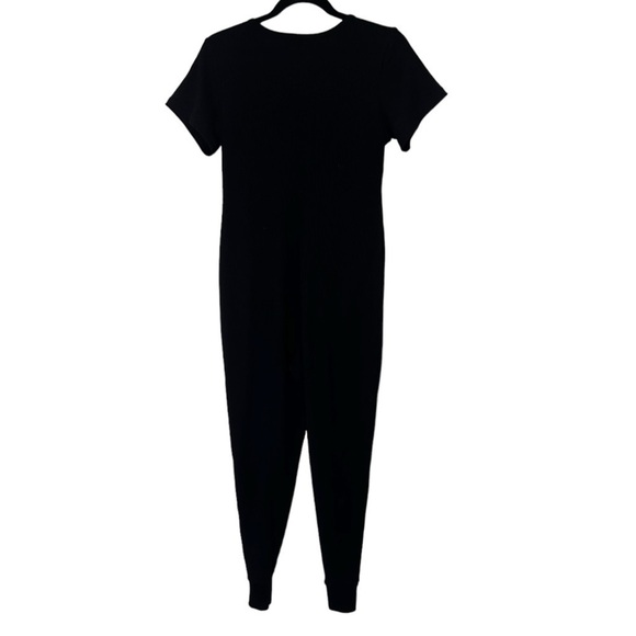 Smash + Tess AnyDay Romper- Black Ribbed Short Sleeve Henley Romper - Picture 6 of 15